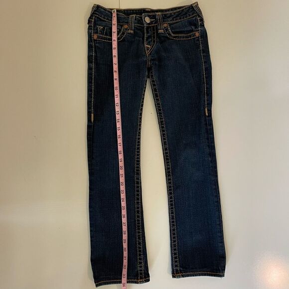 True Religion Bootcut Jeans Womens 27 Gina Big T Dark Wash Straight Mid Rise - Picture 2 of 6